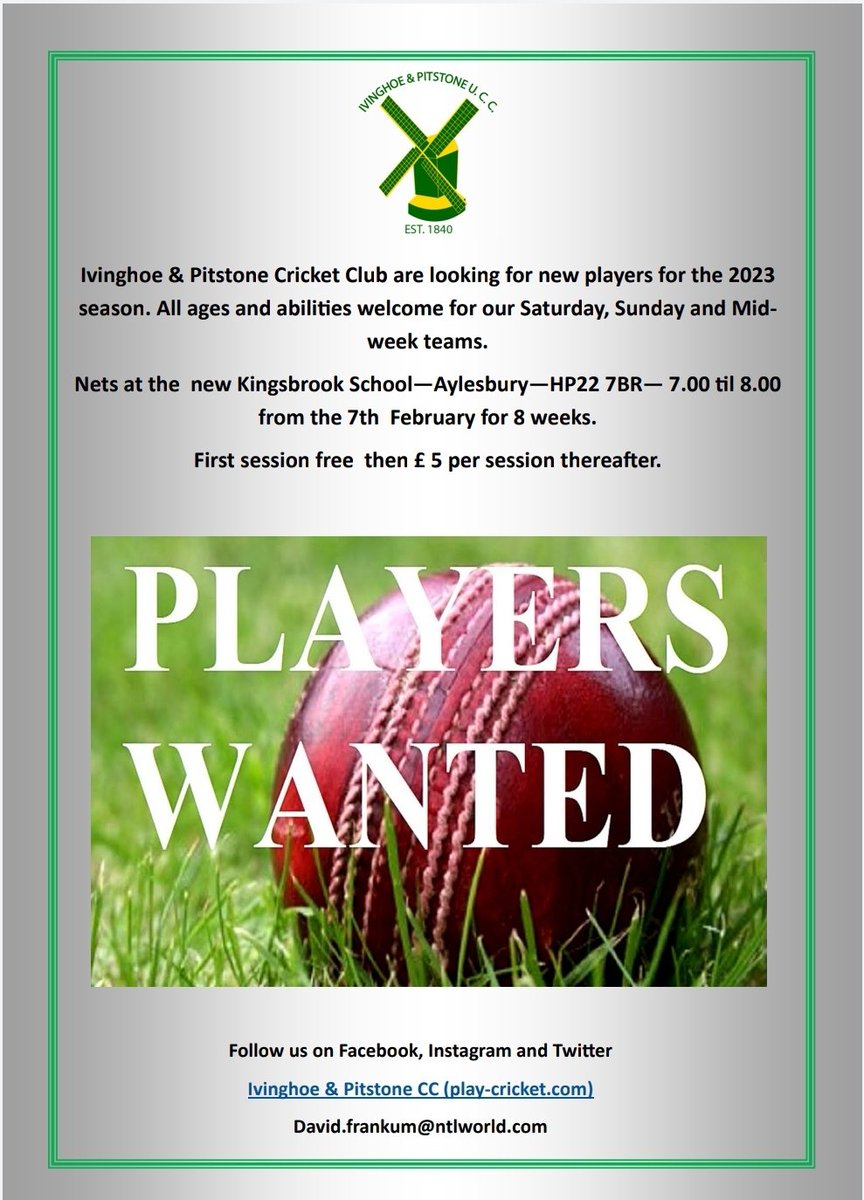 ipucc_'s tweet image. Calling all adults and children! If you are old or young, experienced or never played cricket before and would like to give it a go before the Ashes start, please let us know! Everyone is welcome!
#Cricket #CricketTwitter #Ashes #cricketlover #cricketer
