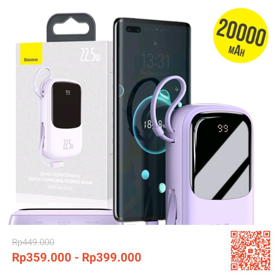 Temukan BASEUS Qpow Digital Display QC Powerbank 20000mAh 22.5W - PPQD-I dengan potongan 20%!  shope.ee/89xfWkAlnN?sha… #ShopeeID #71stMissUniverse #BABYMONSTER #Chou #EchoLoudEchoProud #murahbanget