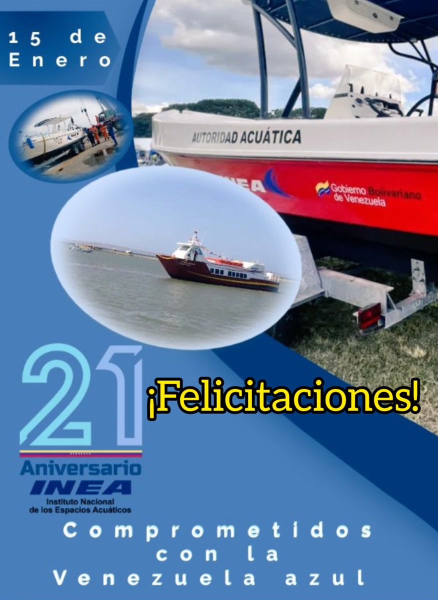 Minpescave2's tweet photo. Institución que surge de la visión del Cmdte Chávez, reimpulsada hoy por el pdte @NicolasMaduro, para garantizar la seguridad, preservación y desarrollo económico sustentable en espacios marítimos y fluviales de la Patria. ¡Felicidades por sus 21 años de batalla @inea_venezuela! https://t.co/z3B5O7UcuJ