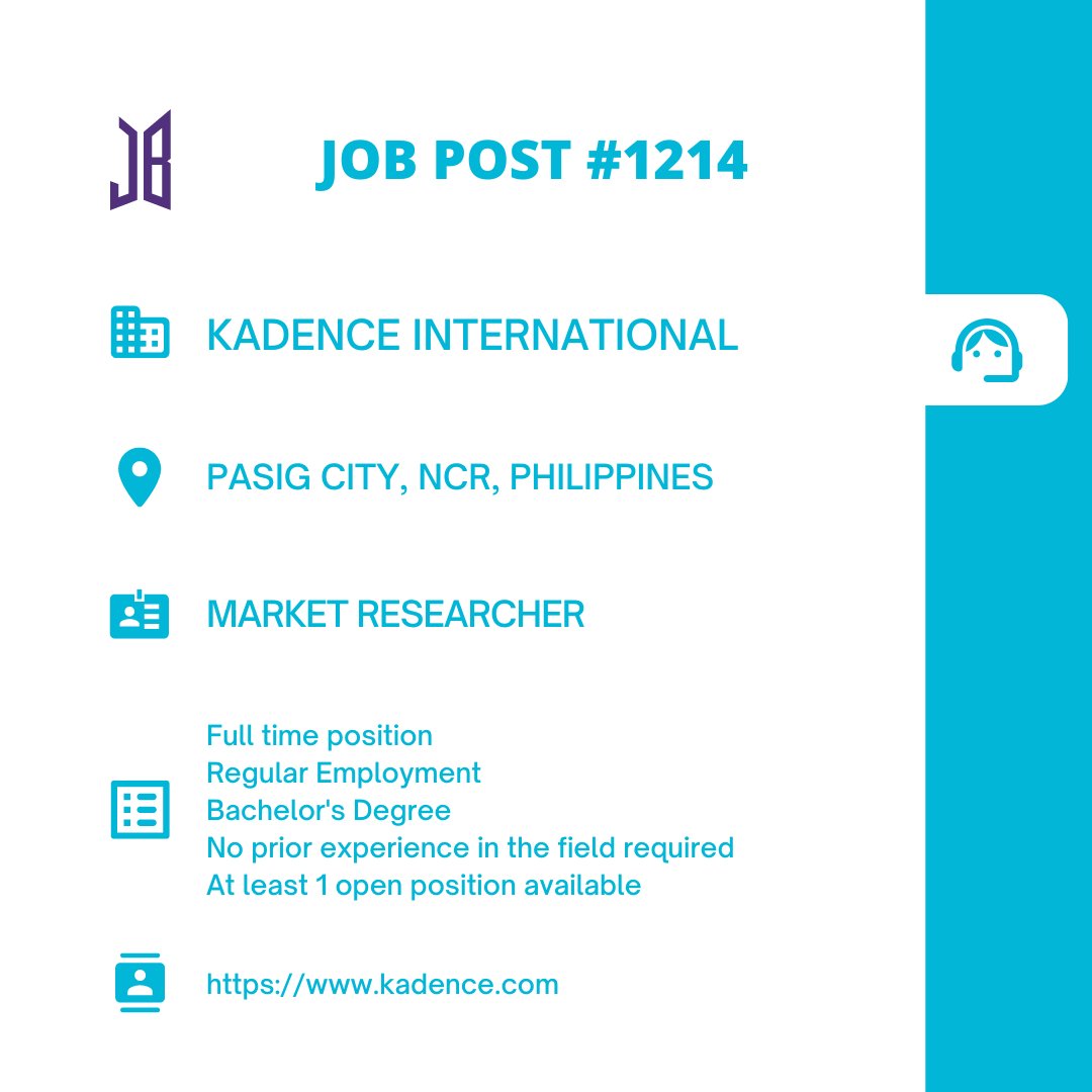 BTSARMYJobBoard's tweet photo. #BAJBPhilippines
PASIG CITY, NCR, Philippines
https://t.co/4sjNl3O615
#BAJBMarketing #BAJBResearch
ARMYs, kindly contact the job poster / hiring party directly for more information. π
Good luck! π https://t.co/BdlMKlIZxn