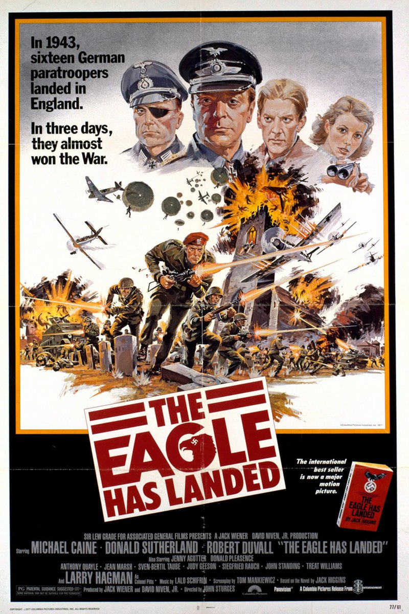 A German plot to kidnap Sir Winston Churchill unfolds at the height of World War II: #NowWatching📺 'The Eagle Has Landed' (1976) #Film🎞 #FilmTwitter🎬 #FilmForever📼 #MichaelCaine #DonaldSutherland #DonaldPleasence #AnthonyQuayle #JeanMarsh #LarryHagman🤠 #KAOS🌐