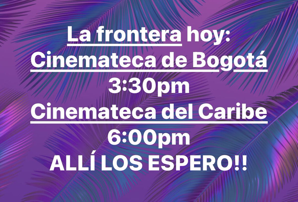 Estaré en la función de hoy de la <a href="/cinematecaribe/">CinematecadelCaribe</a> INVITADOS TODOS!! La frontera es mi ópera prima
#CineColombiano #CineQueSana