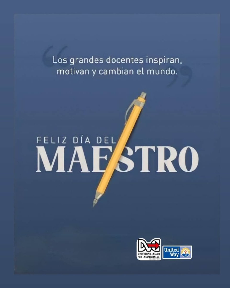 "Los grandes docentes inspiran, motivan y cambian el mundo." Desde el <a href="/DVC_VE/">Dividendo Voluntario para la Comunidad</a> saludamos a todos los maestros en su día. ¡Gracias por siempre educar con el corazón ❤️!