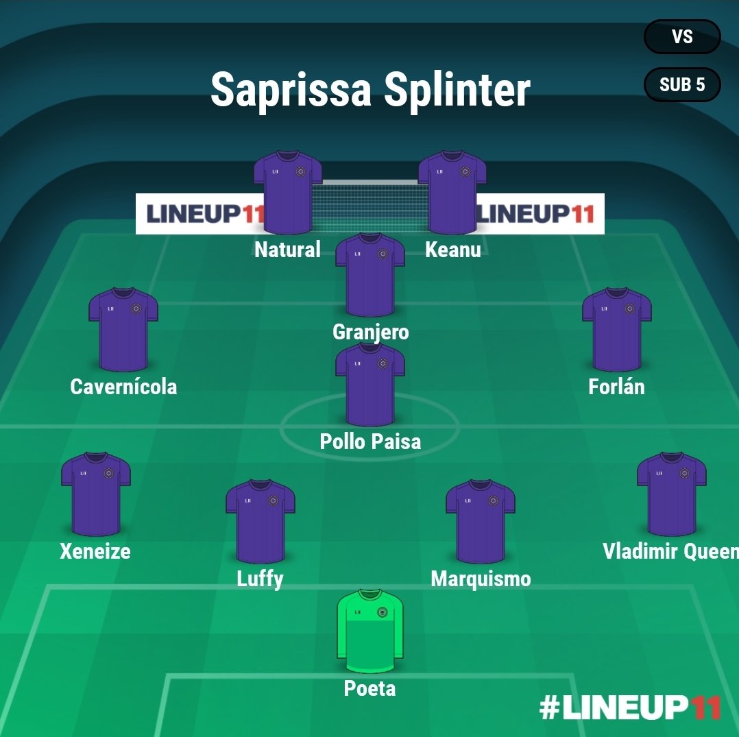 XI Inicial vs <a href="/SplinterDeLyon/">Splinter Lyonnais</a>

Jornada 15 <a href="/LigaGarcha/">Liga Profesional de la Garcha ❁</a> 

🇦🇷15.45
🇨🇴13.45
🇪🇸19:45

#VamosMorados 💜🤍