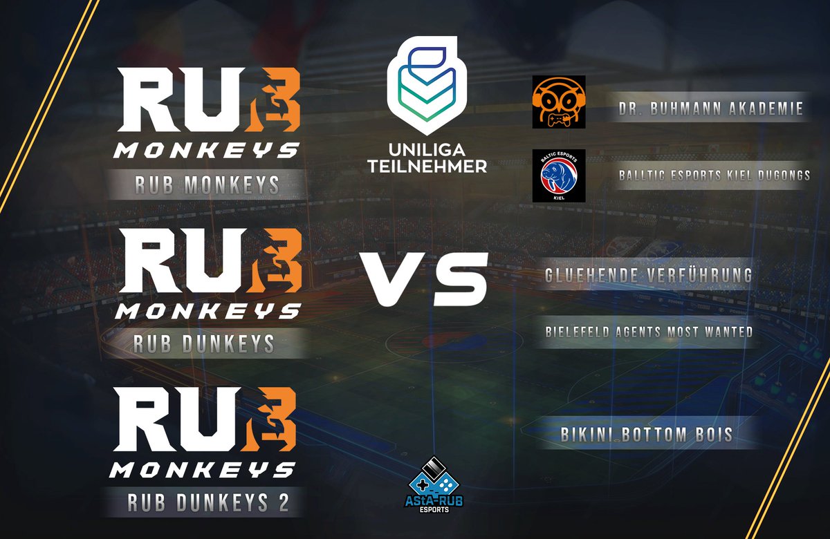 Spieltag 16.01 <a href="/uniligaGG/">Uniliga</a> Monkeys: 

Monkeys - Dr. Buhmann Akademie (20:00) 
Monkeys - Balltic eSports Kiel Dugongs (21:15)

Dunkeys - glUEHende verfUEHrung (20:00) 
Dunkeys - Bielefeld Agents Most Wantes (21:15)

Dunkeys 2 - Bikini Bottom Bois (20:00)