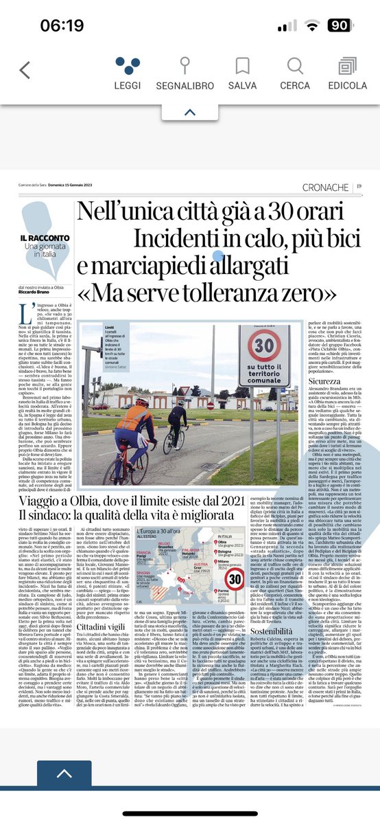 30? 40? 50? Velocità diverse in zone diverse? L’importante è iniziare a parlare di città che si preoccupano anche di #violenzastradale e il ⁦<a href="/Corriere/">Corriere della Sera</a>⁩ ha mandato un inviato a Olbia per vedere dal vivo e raccontare
