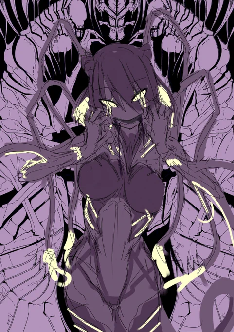 背景だけ先にできたもう少し描き込むかも 