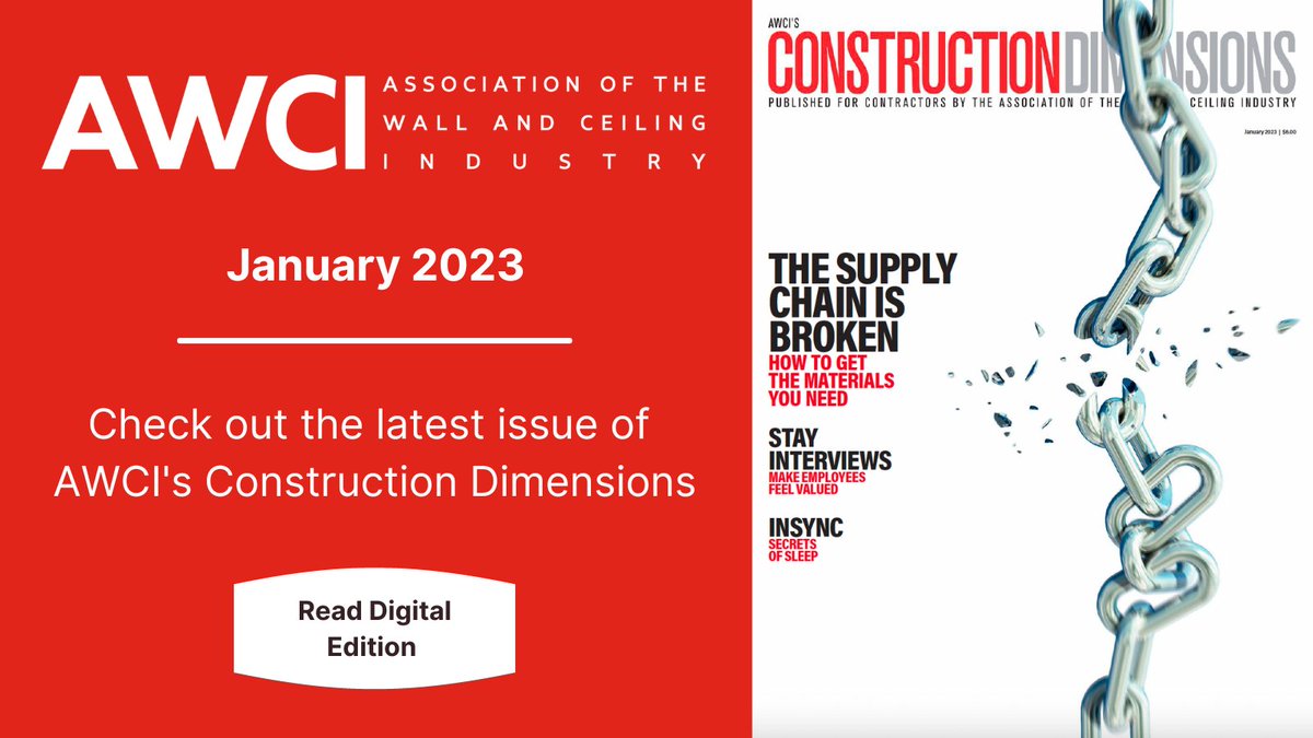 AWCI_INFO's tweet photo. Our first issue of Construction Dimensions of the new year is LIVE! This month's issue features articles on strategies for getting the materials, stay interviews and innovations in payments! Full issue here: https://t.co/ibnzUMxvHE #AWCI23 

#magazine #stayinterview #SupplyChain https://t.co/iNNq12HB9f