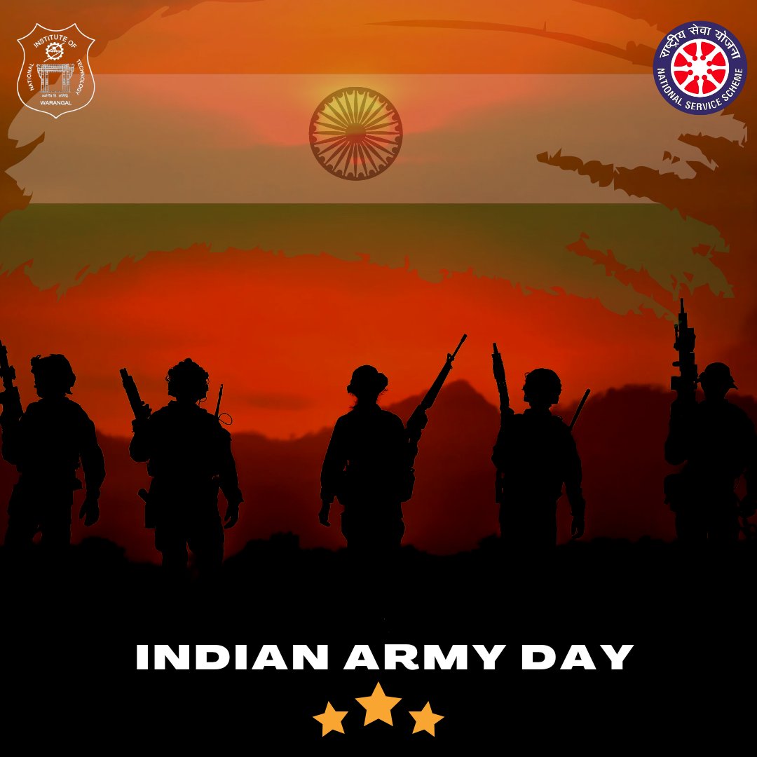 nss_nitw's tweet photo. Let's get together to celebrate National Army Day in style and pay tribute to the bravery, commitment, and patriotism of our soldiers who ensure our safety.
We  NSS NITW wish all our soldiers a happy National Army Day. https://t.co/waSvv15VU7