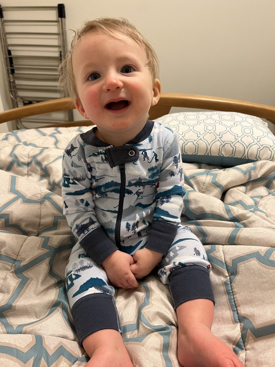 theChatpack2020's tweet photo. Beau was very excited to hear about the win last night! 🤩 #Bedheadboy #hockeyjammies https://t.co/5Ed6PR8hZL