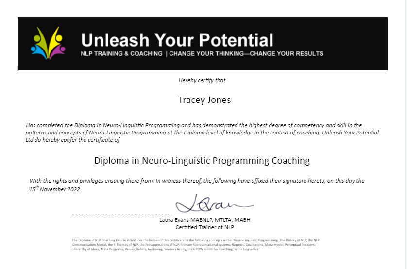 TraceyLJones's tweet photo. Completed a Diploma in NLP Coaching!! - it is amazing how NLP empowers my Leadership Program clients to understand their thoughts, patterns of behaviours, limiting beliefs deeply. Achieving transformations not just in business, but in life. 
#LeadershipDevelopment #success https://t.co/K0ezjzmIxb