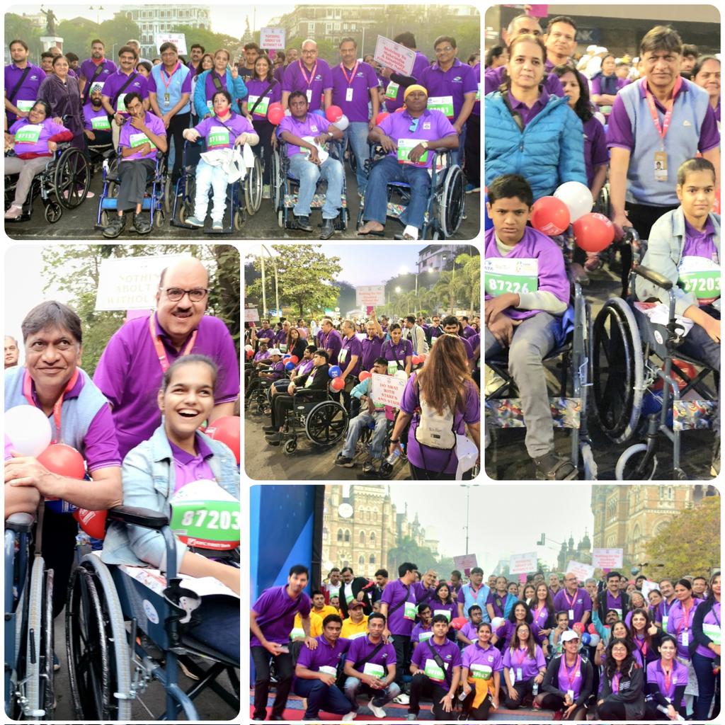 HPCL's tweet photo. Bursting in spirit of  #HarDilMumbai at #TataMumMarathon City of Dreams saw participation of enthusiastic #HPites led by our C&amp;MD &amp; Functional Directors in "Champions with Disability" category.
#HPites push-wheeled 'Differently Abled' participants to complete #TMM2023 dream run. https://t.co/93ql2muZNn