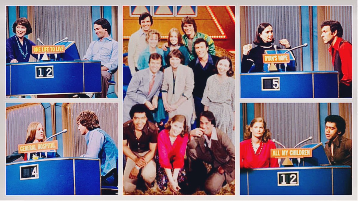 #SundayFunday! Here’s #OLTL’s Gerald Anthony (Marco) and Brynn Thayer (Jenny) competing in a special edition of “Pyramid” against soap legends Helen Gallagher & Michael Levin of #RyansHope, Genie Francis & Richard Dean Anderson of #GH and Candice Earley & John Donnelly of #AMC.