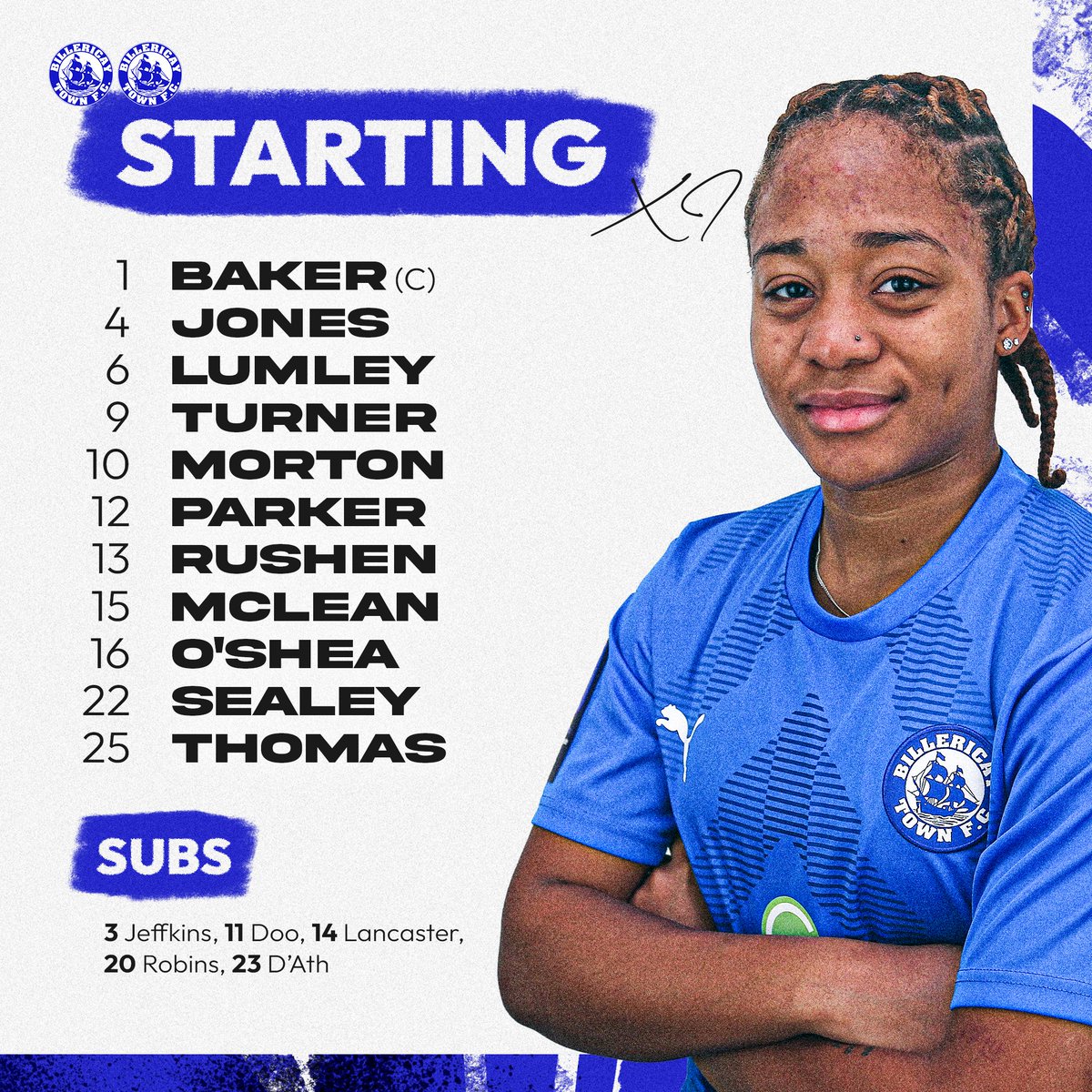 𝙏𝙀𝘼𝙈 𝙉𝙀𝙒𝙎👕

Here's the team to face the Devs!

Call ups for young Blues Mia Robins and Millie D'Ath from the U16s👏