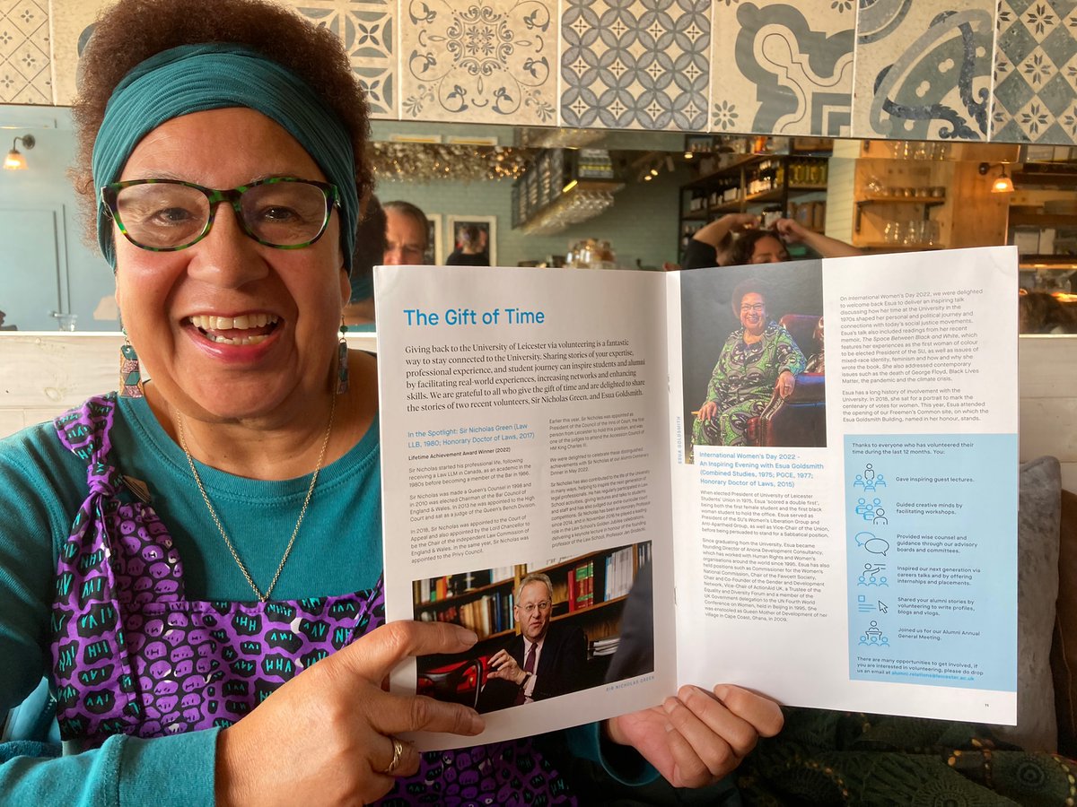 So proud that <a href="/uniofleicester/">University of Leicester</a> is featuring my contribution in their Your Impact brochure. Widening the concept of philanthropy to include all kinds of contributions, not just dosh! 
Activism is a precious gift that goes on giving.

esuantsiwagoldsmith.com/activism/activ…