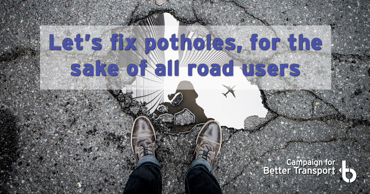 CBTransport's tweet photo. Potholes can be a real danger to cyclists and other road users.

If you encounter a pothole this #NationalPotHoleDay, why not report it using this quick and easy tool created by Cycling UK? 

👉https://t.co/8eYz6EjuH8 https://t.co/w1eQhsoaSv