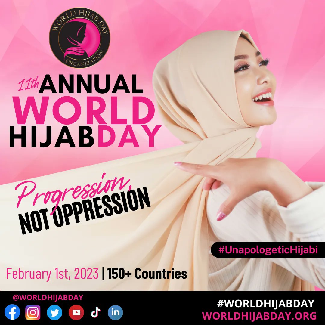 Women from all ethnic backgrounds and faiths are cordially invited to wear a headscarf for a day on #WorldHijabDay —February 1st, 2023—in solidarity with Muslim women and girls who face discrimination. Join the conversation: #UnapologeticHijabi RT