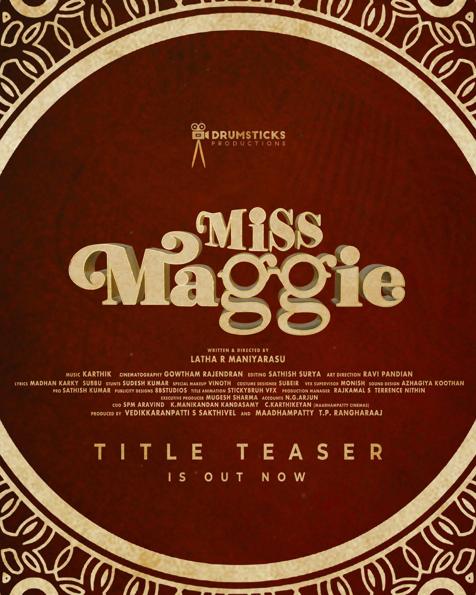 Aathmika (@im_aathmika) on Twitter photo Who is #MissMaggie?
Click the link to find the Gorgeous Granny!
▶️ youtu.be/vNhR-T0if7U
Surprising Firstlook cum Title Teaser
#MissMaggie Movie
<a href="/iYogiBabu/">Yogi Babu</a> <a href="/MadhampattyRR/">Madhampatty Rangaraj</a> <a href="/DrumsticksProd/">Drumsticks Productions</a> #LathaRManiyarasu <a href="/singer_karthik/">Karthik Music Exp</a> #GowthamRajendran <a href="/ertviji/">Vijayan S</a> <a href="/teamaimpr/">Team AIM</a> Who is #MissMaggie?
Click the link to find the Gorgeous Granny!
▶️ youtu.be/vNhR-T0if7U
Surprising Firstlook cum Title Teaser
#MissMaggie Movie
<a href="/iYogiBabu/">Yogi Babu</a> <a href="/MadhampattyRR/">Madhampatty Rangaraj</a> <a href="/DrumsticksProd/">Drumsticks Productions</a> #LathaRManiyarasu <a href="/singer_karthik/">Karthik Music Exp</a> #GowthamRajendran <a href="/ertviji/">Vijayan S</a> <a href="/teamaimpr/">Team AIM</a>
