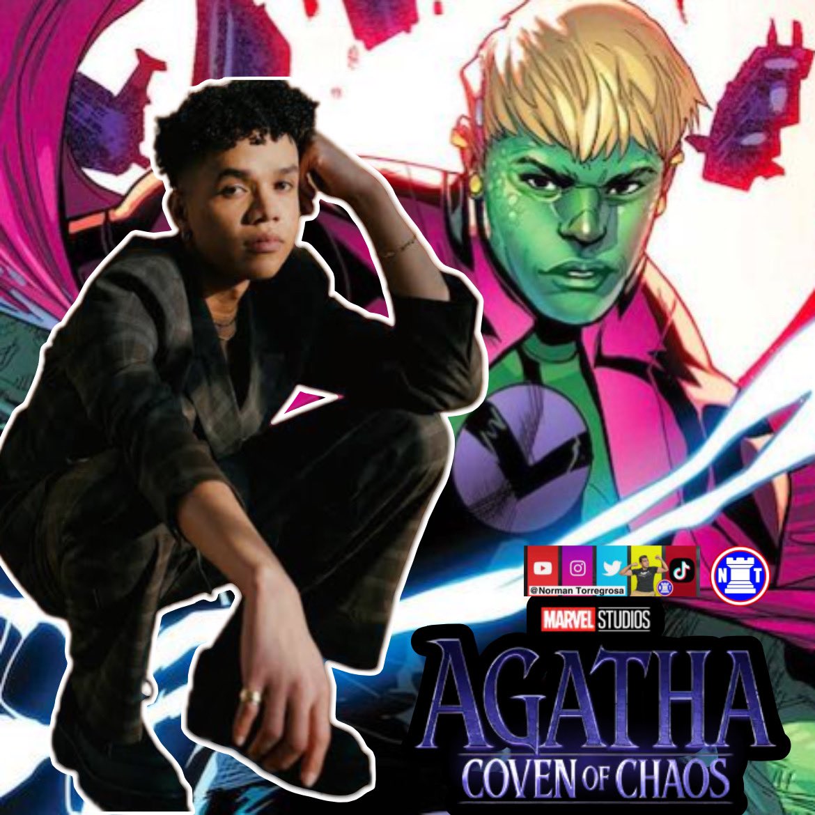 normantorregros's tweet photo. #milesgutierrezriley sería el elegido por #marvelstudios para interpretar a #teddyaltman alias #hulkling en #agathacovenofchaos
Hijo del original #captainmarvel y la #skrull #princessanelle .
Forma parte de los #youngavengers y es la pareja de #wiccan (hijo de #ScarletWitch https://t.co/eThPLvF2S7