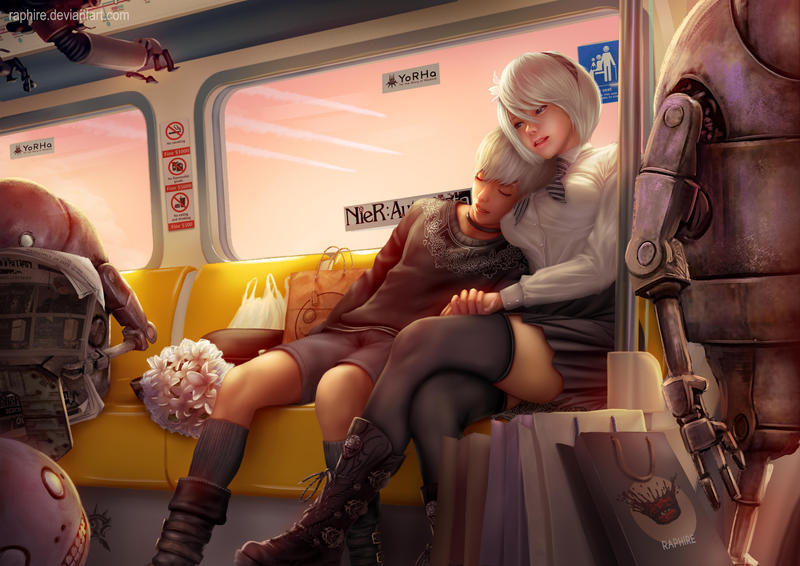 raphireart's tweet image. Finally caught up on both eps of the Nier:Automata anime and I must say the pangs of nostalgia struck deep... here are two 2b fan art pieces I've done over the years for this great title-- hoping to do more this year!

#NieRAutomataAnime #NieRAutomata
