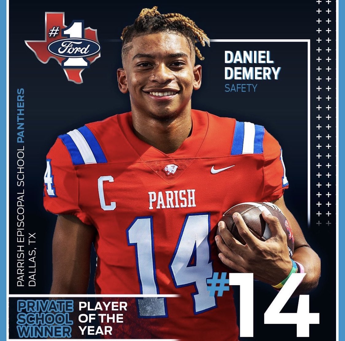 ParishSports's tweet photo. Congratulations to @DanielMDemery for winning this yearโs North Texas Built Ford Tough Player of the Year Award! ๐๐
#NTXFord #Ford #BFTPOY #BuiltFordTough
@coachnovakov @RecruitParish @CoachAjami https://t.co/FYyIMkKs99