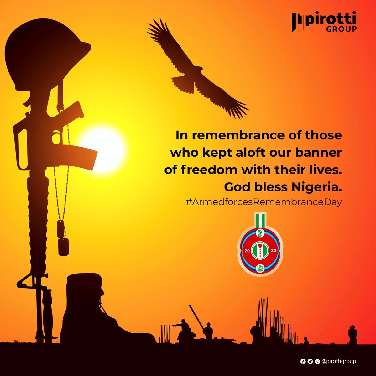 PirottiGroup's tweet photo. Today, we remember those who kept aloft our banner of freedom with their precious lives.
.
.
#armedforcesremembrancesay #pirotti #ppirottigroup #design #build #architecure #construction #realestate #development #investment #explorepage #abuja #kaduna #london #nigeria https://t.co/IQF9anxoPn