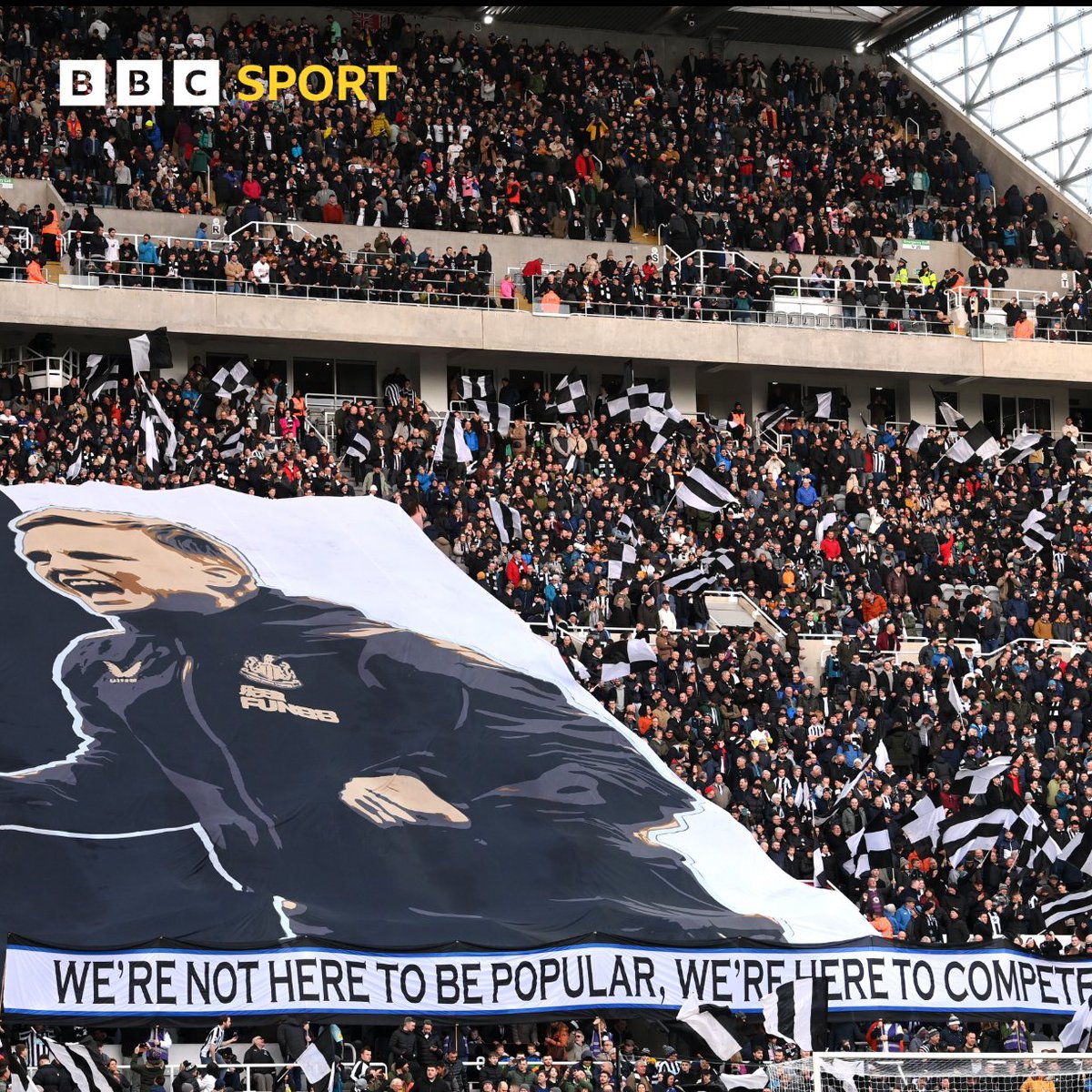 BBCMOTD's tweet photo. Newcastle fans with a message for the rest of the Premier League 👀

#BBCFootball #NEWFUL https://t.co/zwQn2ORxsx