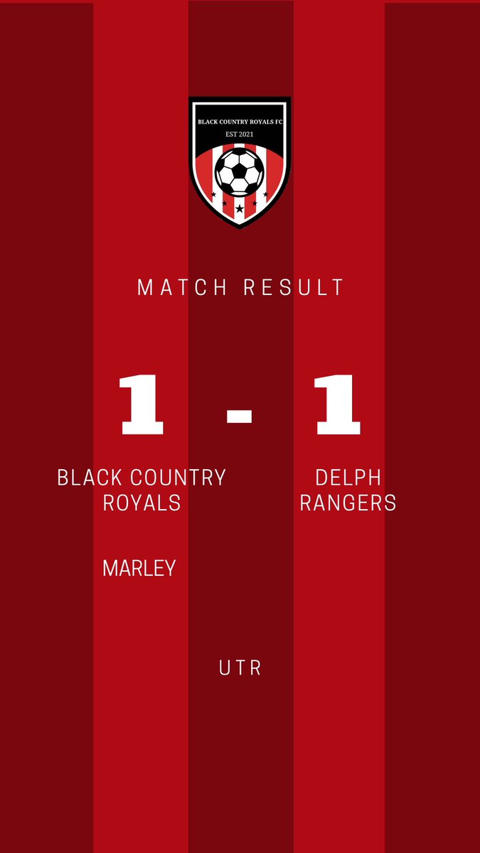 WHRoyalsFC's tweet photo. FT: Royals 1-1 @DelphRangersFC. A game of two halves with sloppy defending to put us one behind in the first half, then after a positive start to the second half Seb Marley manages to draw us level. A good result after having six weeks off against a team who are unbeaten. #UTR https://t.co/wUr79WwAXP