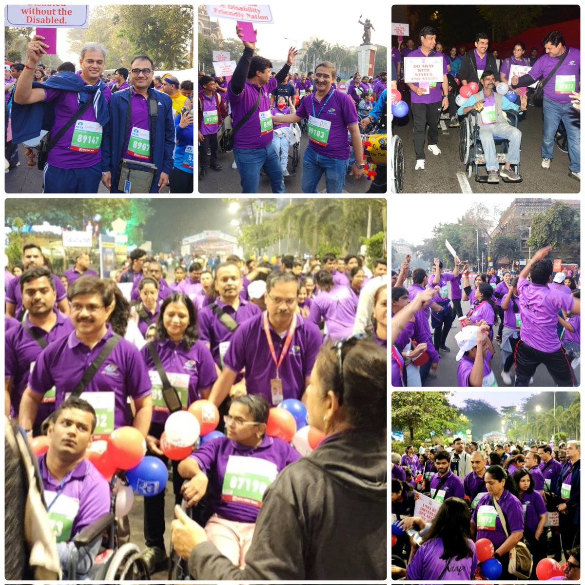 HPCL's tweet photo. #HPites push wheeled buddies under "Champions of Disability", spreading smiles,8 as they danced &amp; rejoiced at #TataMumMarathon
#HarDilMumbai
#DeliveringHappiness
@TataMumMarathon @HardeepSPuri @Secretary_MoPNG https://t.co/CRZQRmc3gA