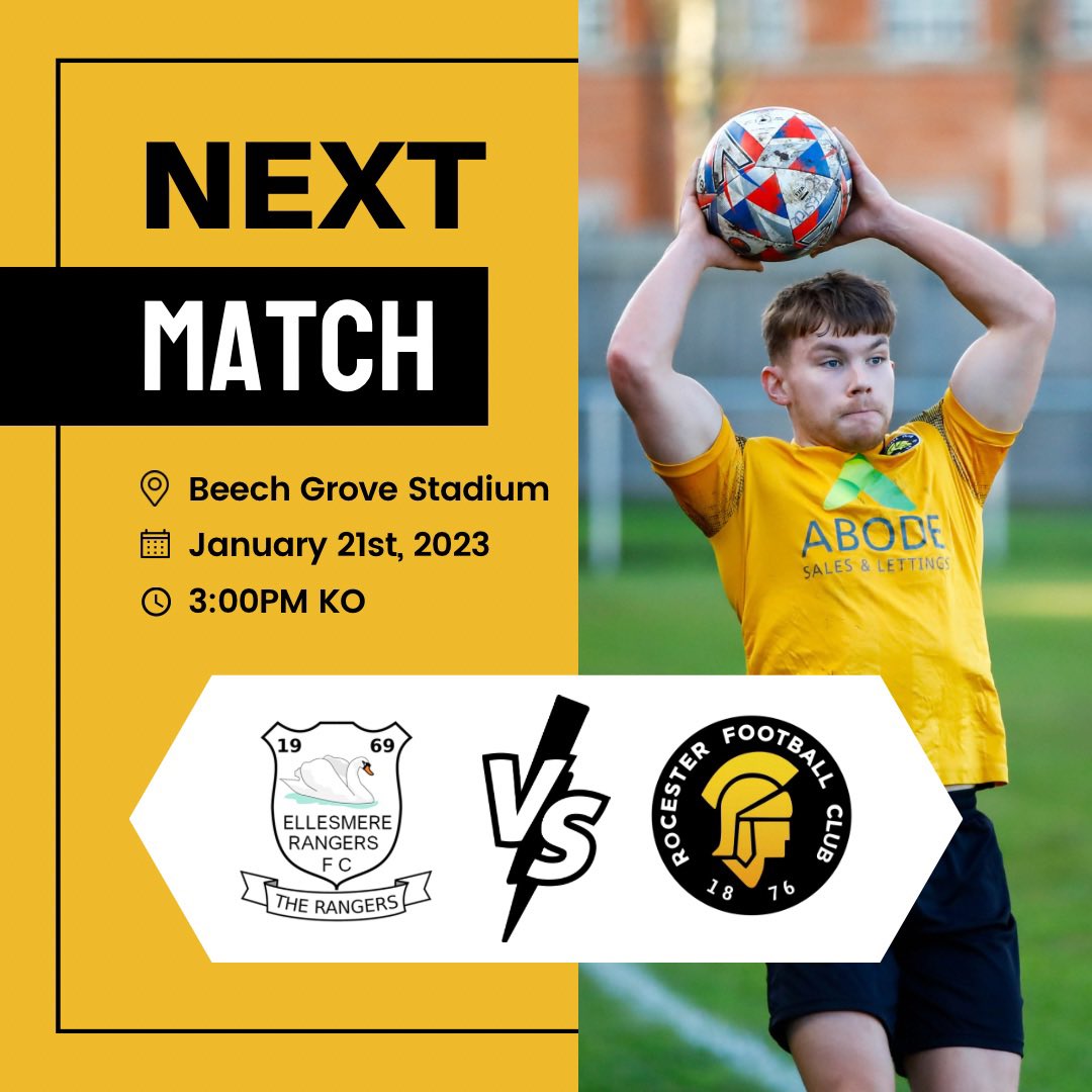 We are next in action on Saturday as we head to Ellesmere for another league match! #COYR 🟡⚫️