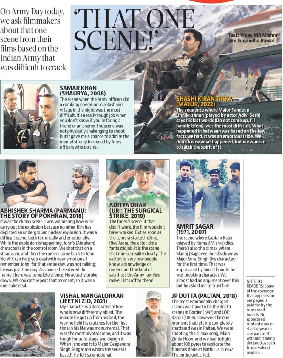 AmritSagar's tweet photo. On this Army @htTweets has done an article on the scenes I loved in @1971_film hope you’ll also loved these moments as we did shooting them thank you 🙏 @SagarPictures https://t.co/vvCHE3cLDG