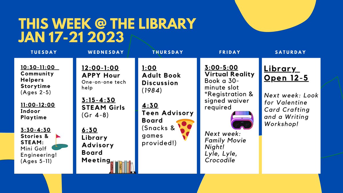 PublicMt's tweet photo. This Week @ the Library! https://t.co/HVgBPcTKMj