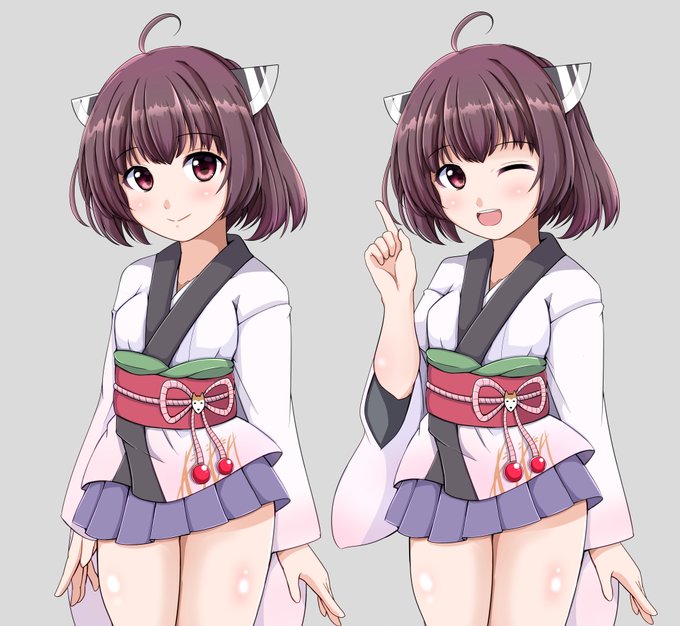 絵柄と塗りの模索をスタンダードなきりたん絵で試していたら立ち絵っぽいものが出来たんですよ(◜ᴗ◝ ) 