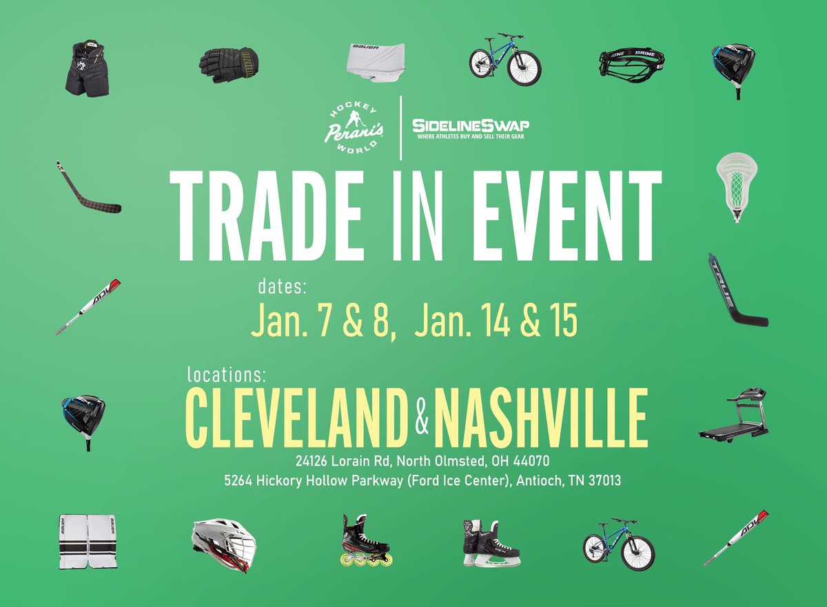 hockeyworld's tweet image. Last chance to stop by our  @SidelineSwap events at our Cleveland and Nashville locations!  #Cleveland #Nashville #SidelineSwap