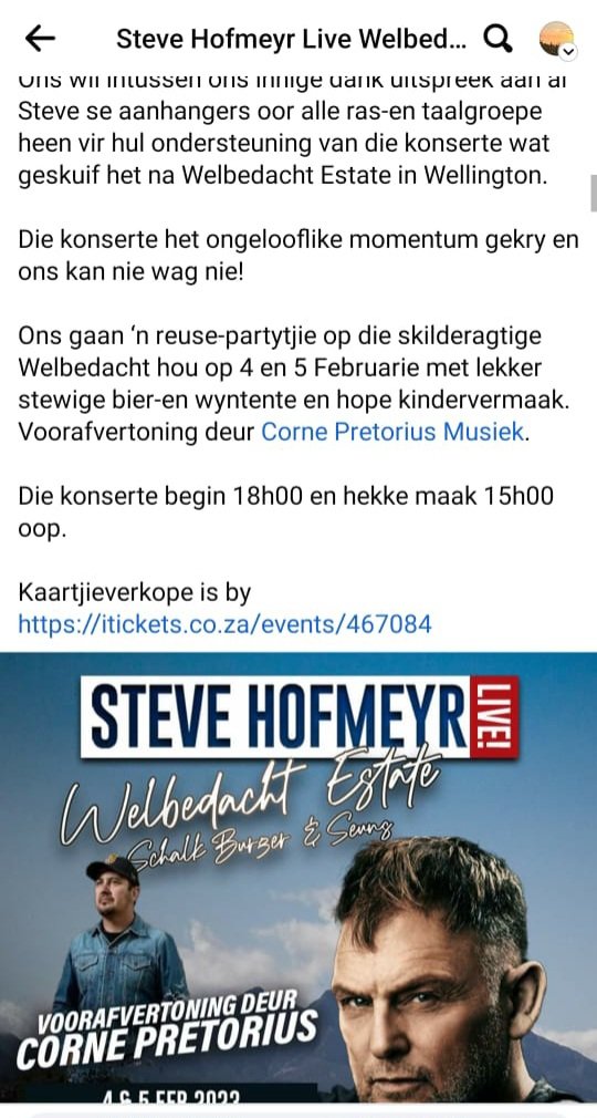 Net_Tertia's tweet photo. Ons staan 100% agter jou @steve_hofmeyr die feit dat jy nie DAAR mag sing nie is baie teleurstellend, belaglik verby. Sterkte en jy het baie ondersteuning!!! #GoSteve https://t.co/pFF5PrJZ0v