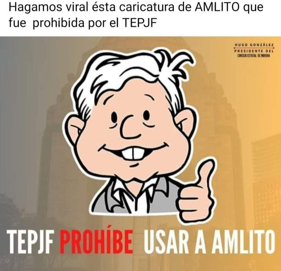 ndurancoronado's tweet photo. NUNCA se había prohibido una caricatura, un peluche , un dibujo...así de irracional y ABSURDO el TEPJF https://t.co/0bbRevYfC7