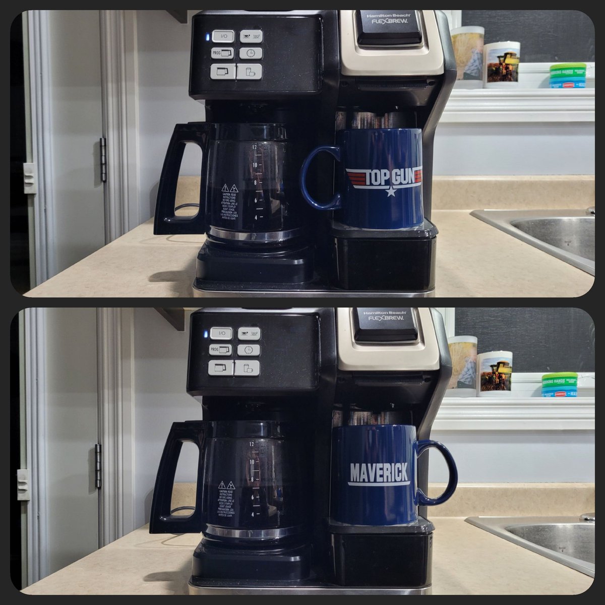 Lylestyle81's tweet photo. If your mug and your pot are almost the same size, you're off to a great start of the day. 
#20oz #coffee #mug #fillerup #paramount #topgun #maverick #TopGunMaverick #primedrink #worksforwhiskeytoo #DangerZone #FYP #weekend #warrior https://t.co/V98jvlAT5D