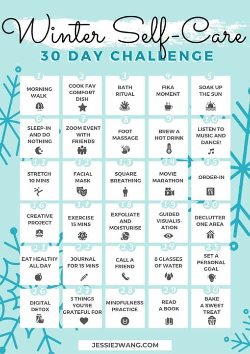 Take the #winter 30 day #seflcare challenge to start your year off right! #wellness #selfcareisntselfish #azizameraj #health #healthchallege