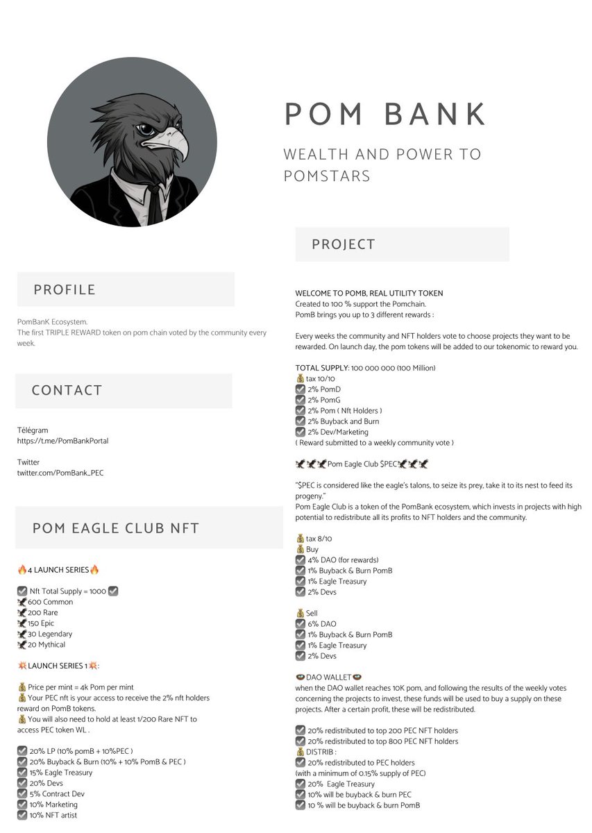 BonnyEagle28's tweet image. Hello Guys, resume @PomBank_PEC #Crypto #NFT #bestproject