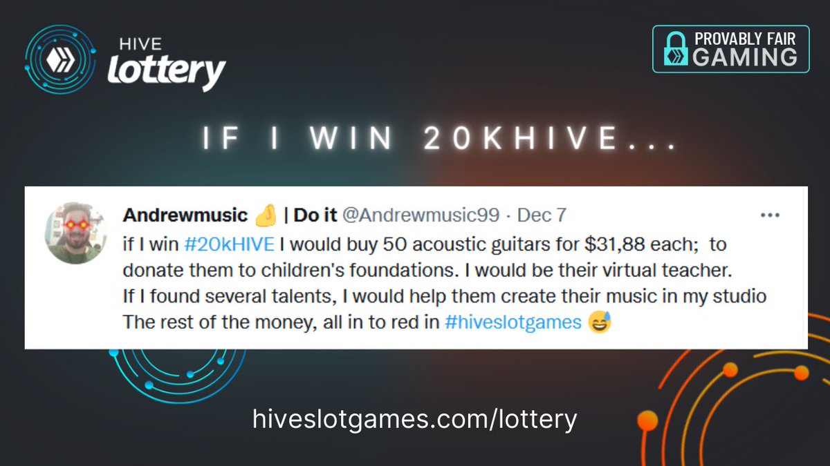 What would you do with 20 000.00 #HIVE? 
You can find out by buying a Hive Lottery ticket!&#127881;
Get your tickets here ⤵ 


⏰The next drawing starts in less than 48H!
♦ Progressive JackPot
♦ Easy to play
♦ Provably fair

