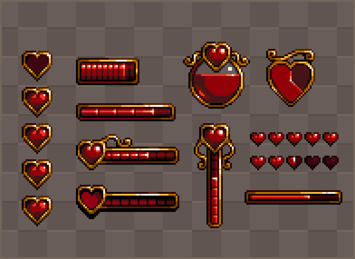 Some health bar designs ❤ ✨ #pixelart #ドット絵