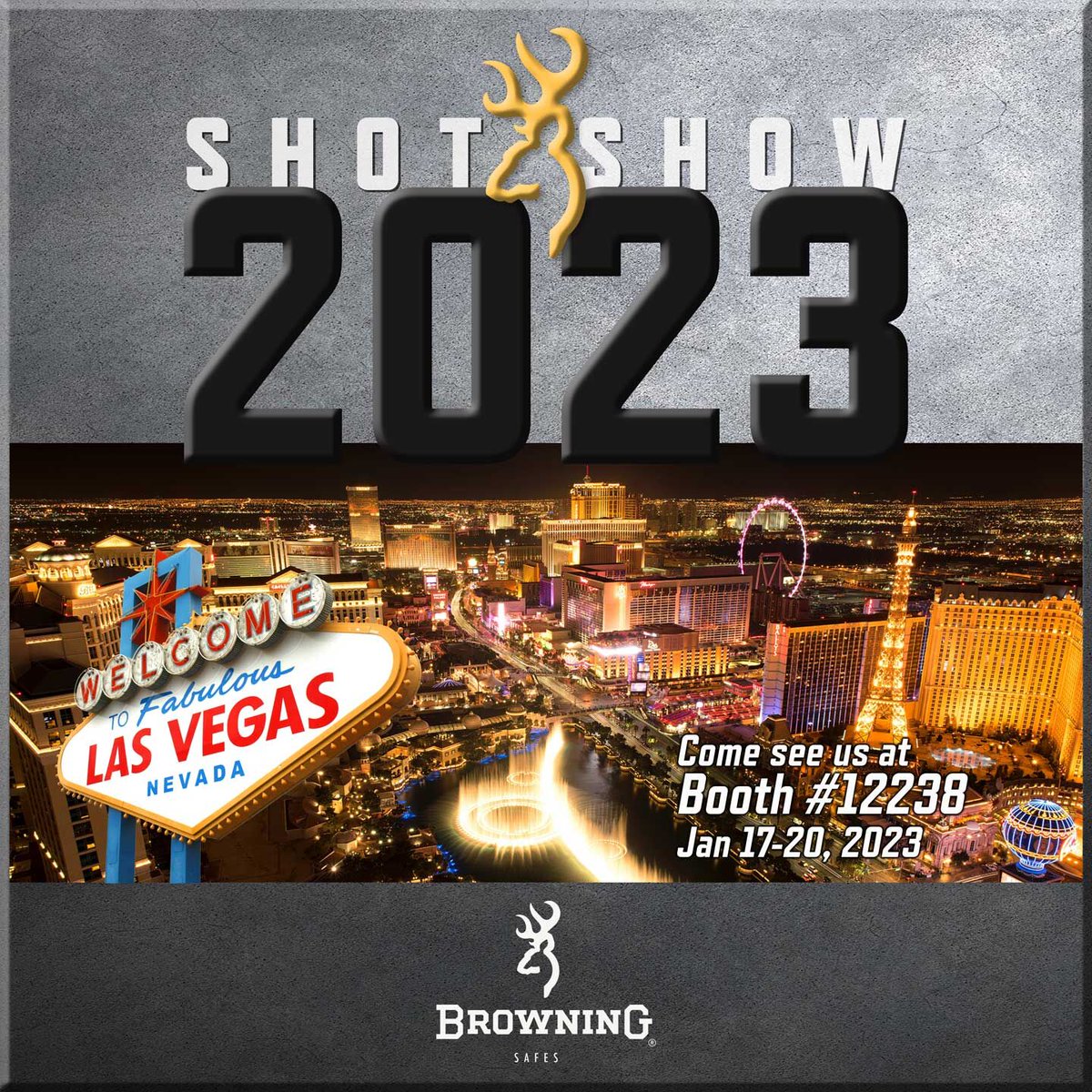 BrowningSafe's tweet photo. The 2023 #SHOTShow begins Tuesday January 17, 2023! Stop by the #Browning booth #12238 for a sneak peek at the new #BrowningSafes BX line of gun safes. 

#TrustedProtectionLegendaryPerformance https://t.co/J97oxRgFAO