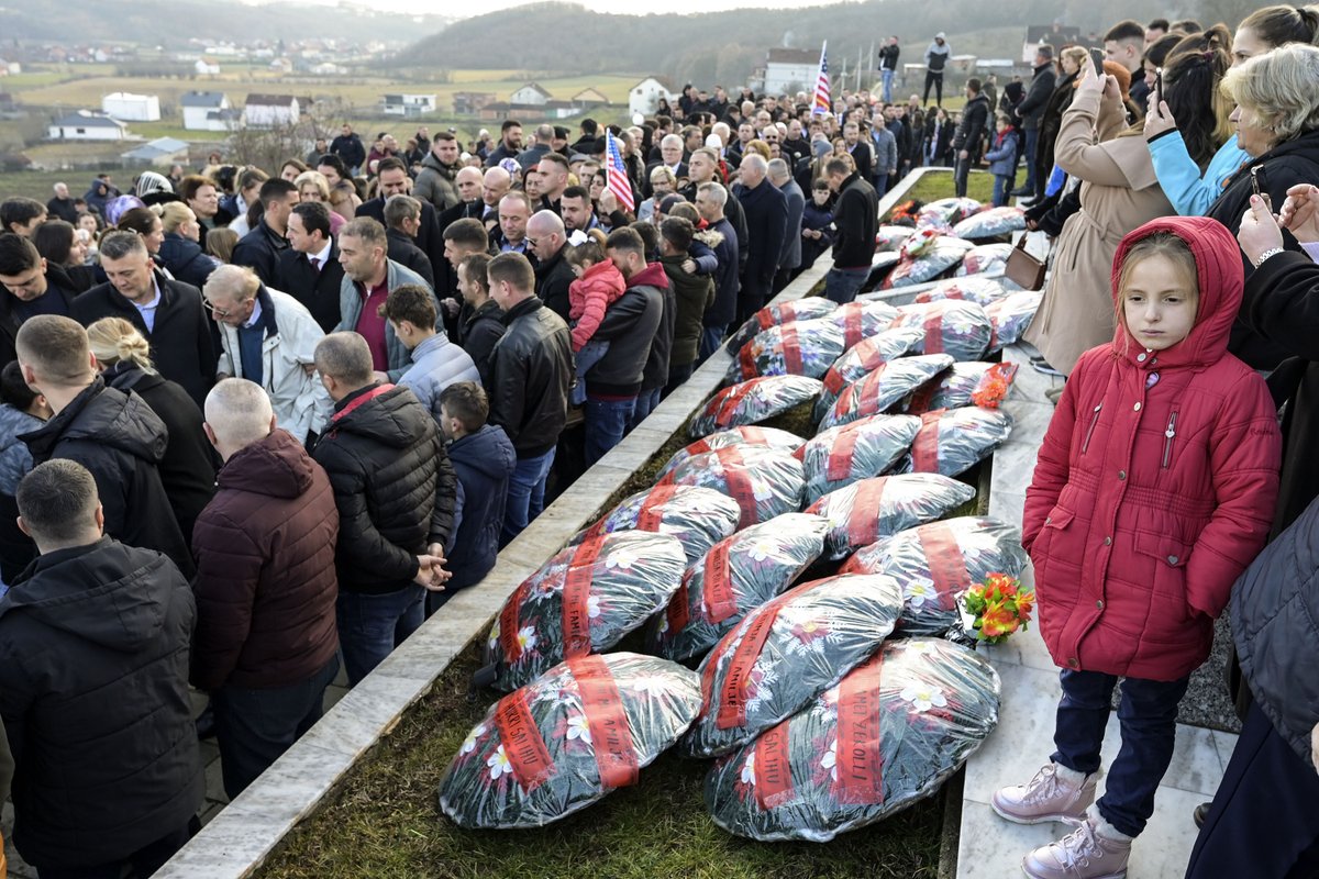 albinkurti's tweet photo. On the 24th anniversary of the Reçak Massacre, we once again mourn 45 Albanian civilians massacred by Serbian forces. As long as Serbia's leadership — led by Milosevic's former Minister — continues to deny its past crimes, true peace in the WB6 will be out of reach. #neveragain https://t.co/GJMLYFCLJ0