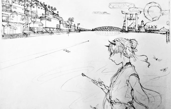 多分初めて建物描いた絵がこれです
それまで背景は砂漠しか描けなかったです 