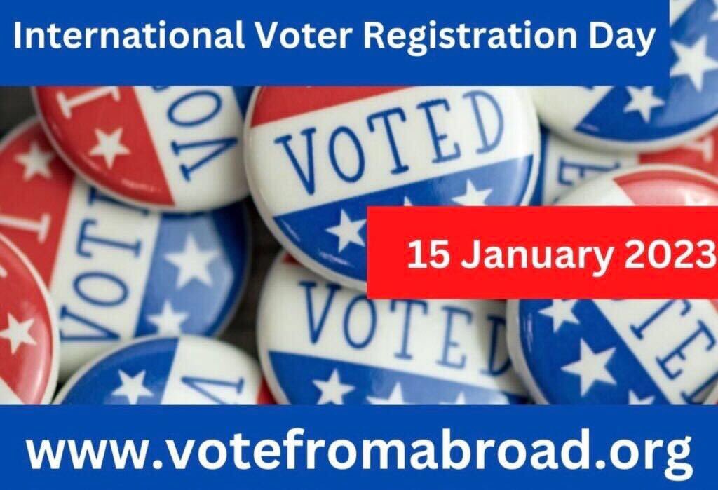 🙏  Please share everywhere 🇺🇸🗳️ 

It’s International Voter Registration Day!

Time for the 6+million #AmericansAbroad to register & request their 2023 ballots. (Yes, there are elections this year!) 

Votefromabroad.org has all the info! 🇺🇸🌍#DemocratsAbroad #DemsAbroad