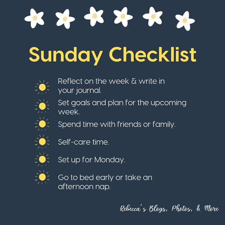 RebeccaCaesar87's tweet image. Do you have a Sunday checklist? #sunday #sundaychecklist