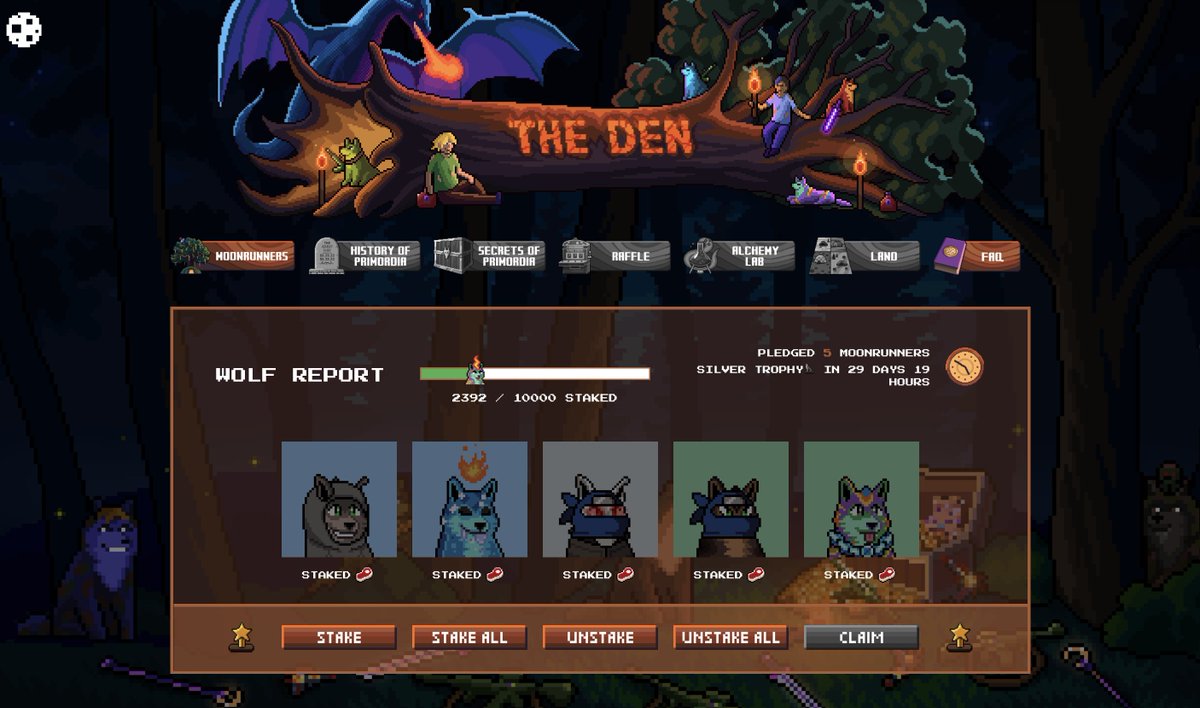 4kborzy's tweet image. #Moonrunners staking is now live! 

Come visit official discord (see link in 
@MoonrunnersNFT
 bio) for info!

5 piece STEAK 🥩= SILVER trophy 🏆
#awooo 🐺🔥