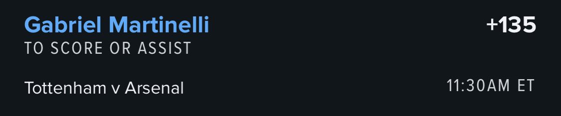 Cappernapper's tweet image. Premier League Picks

Saka to score or assist +120
Martinelli to score or assist +135

#PLP #FreePicks #locks
