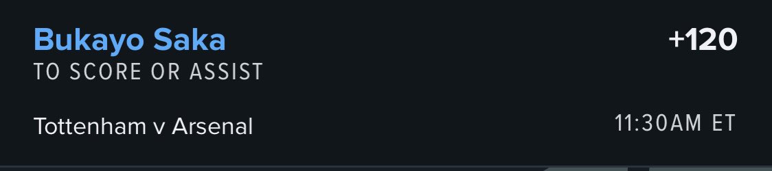 Cappernapper's tweet image. Premier League Picks

Saka to score or assist +120
Martinelli to score or assist +135

#PLP #FreePicks #locks