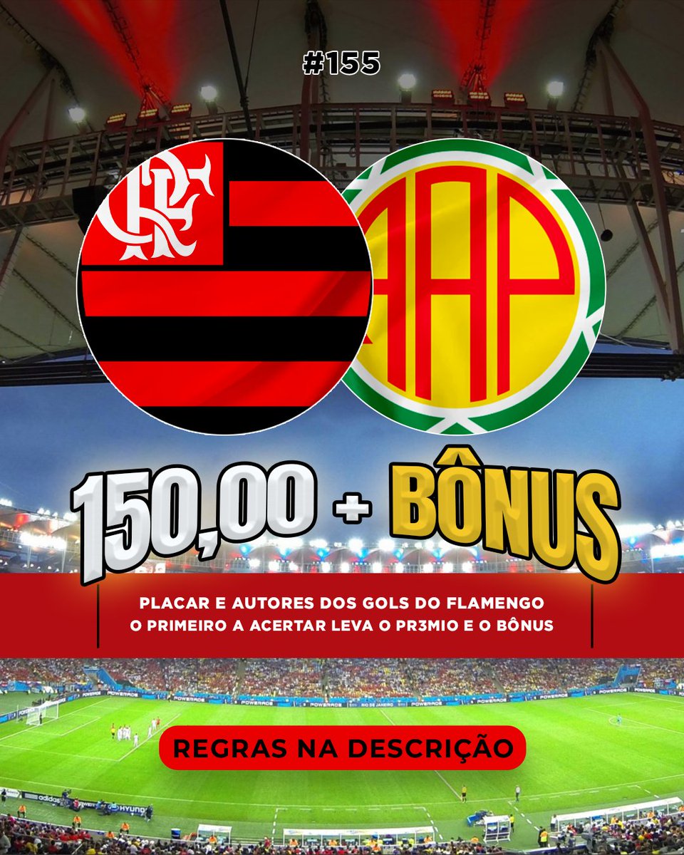 Jogo do Mengao valendo R$150 🔥

Deixe seu Palpite!!

É GRÁTIS 👇

instagram.com/p/CnZzdjzp3Sc/…